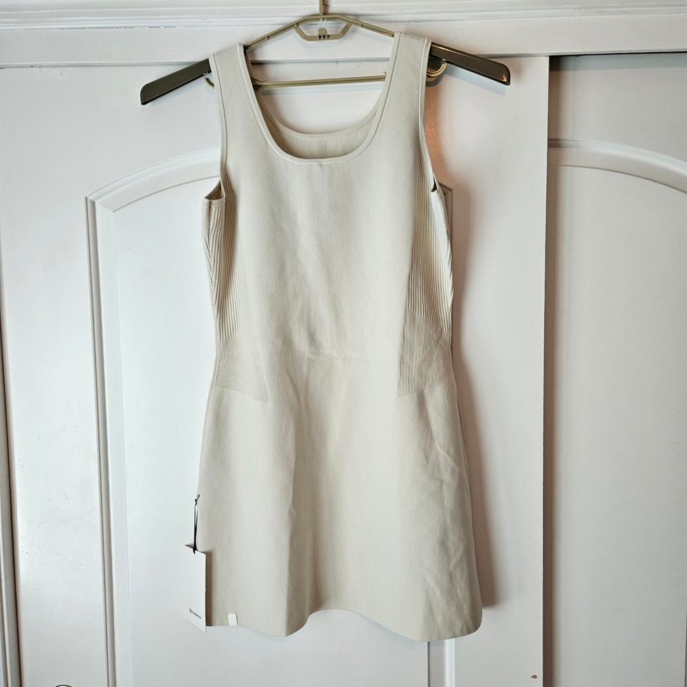 Lululemon Athletic Dress Tennis Athleisure Tight-Fit Knit Tank Bone White XL - Picture 2 of 11